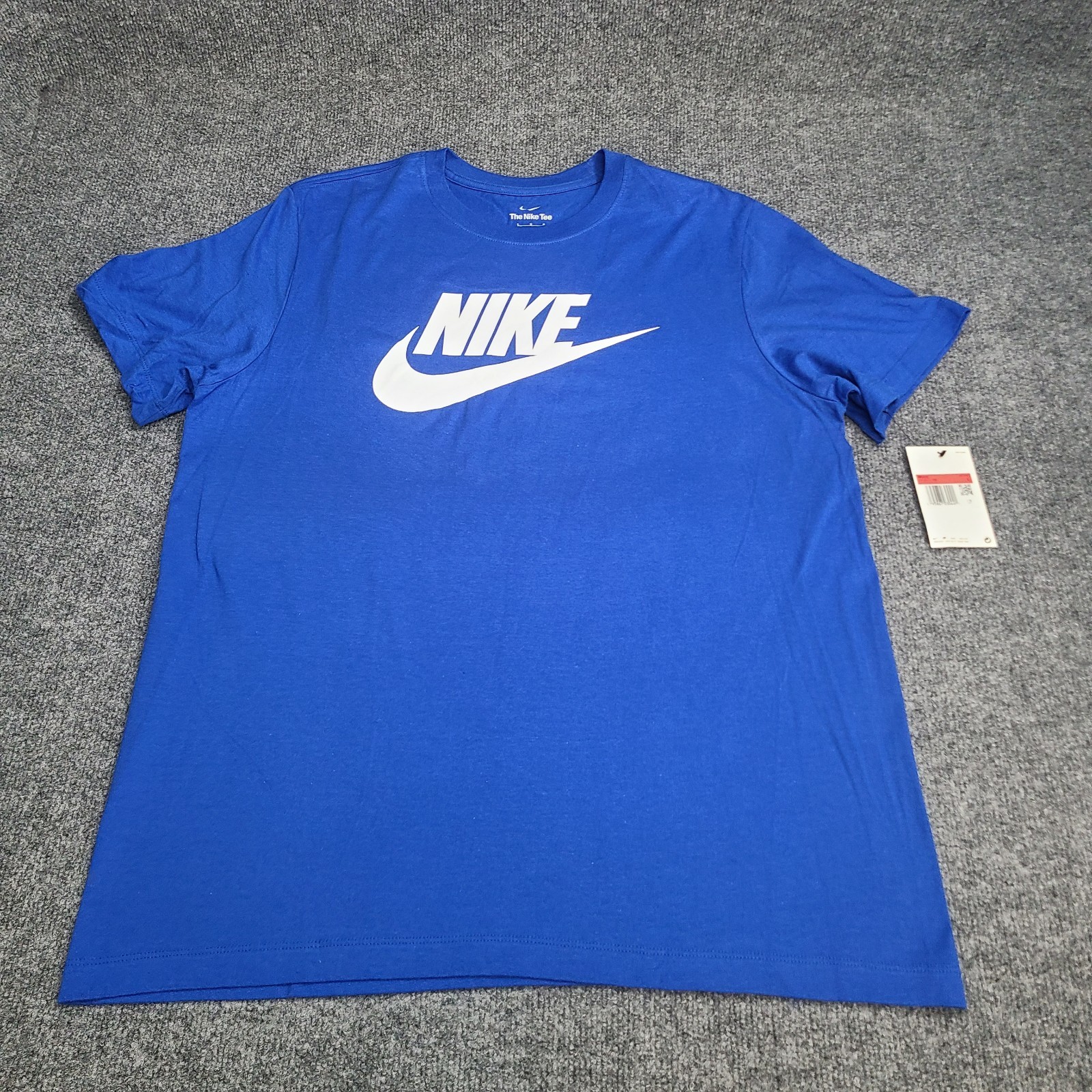 Nike Shirt Men Large Blue White Futura Logo Sportswear Lightweight Cotton Tee 25