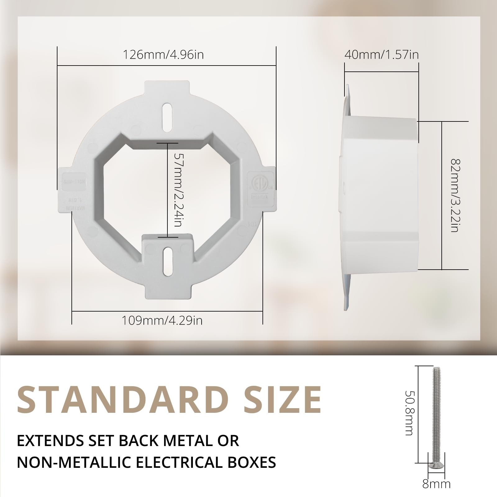 BE1R Outlet Box Extender, cETLus Certified Round Ceiling Box Extender, Extend...