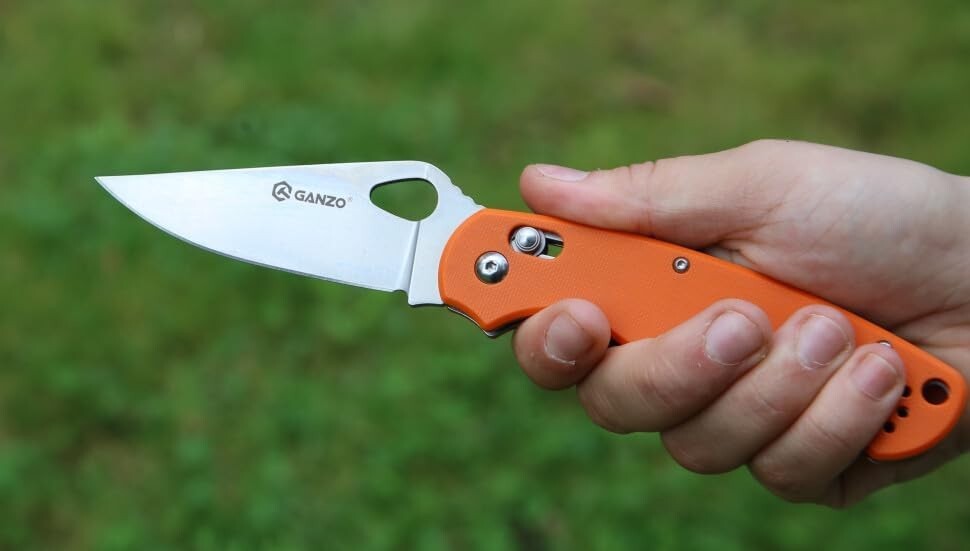 Ganzo - G729-OR Folding Pocket Knife 440C Stainless Steel Blade G10 Anti-Slip #A