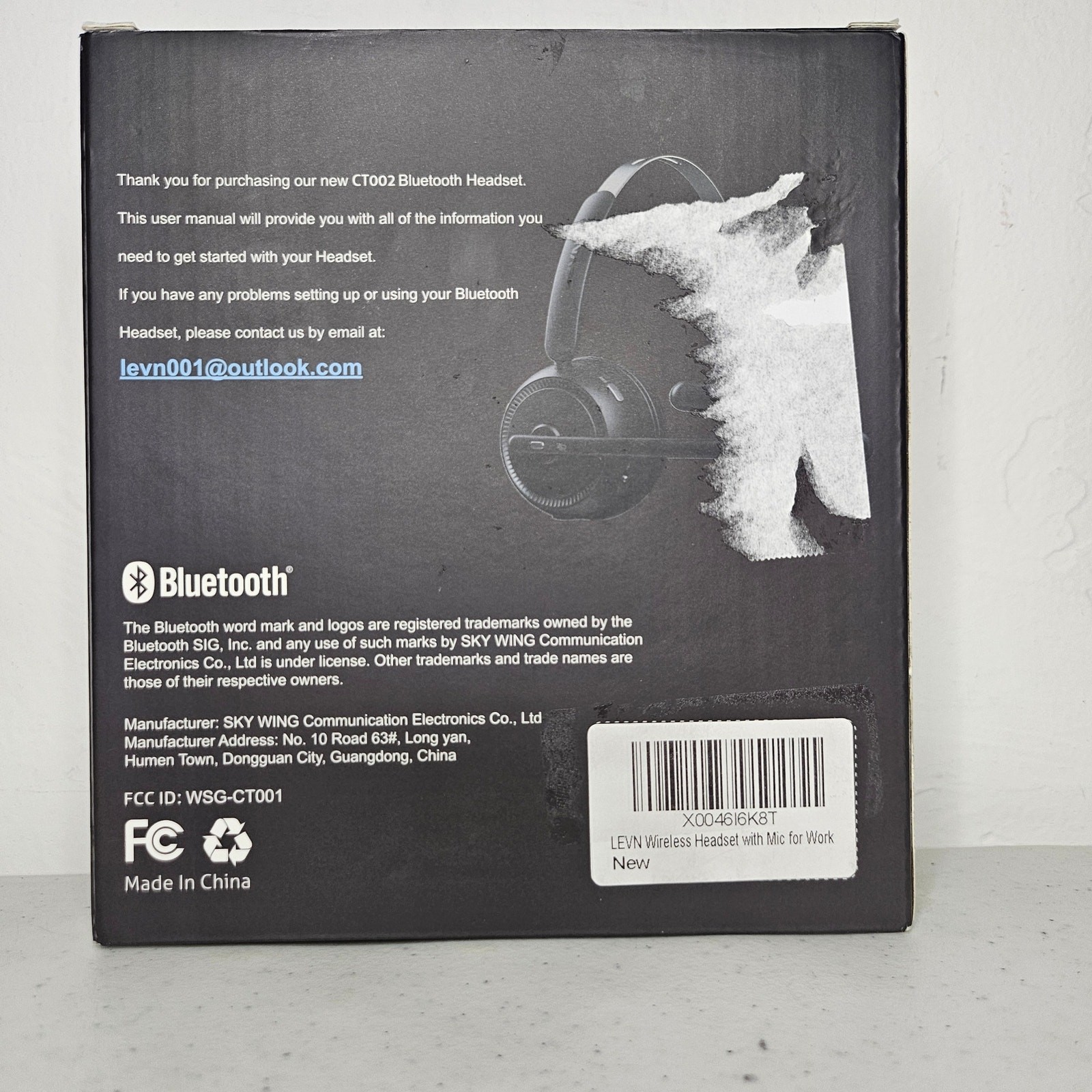 LEVN CT002 Bluetooth Wireless Headset Noise Canceling Microphone Work From Home
