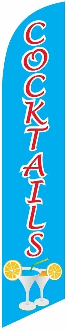 Cocktails Feather Banner Swooper Flag - NO WIND REQUIRED - Replacement FLAG ONLY