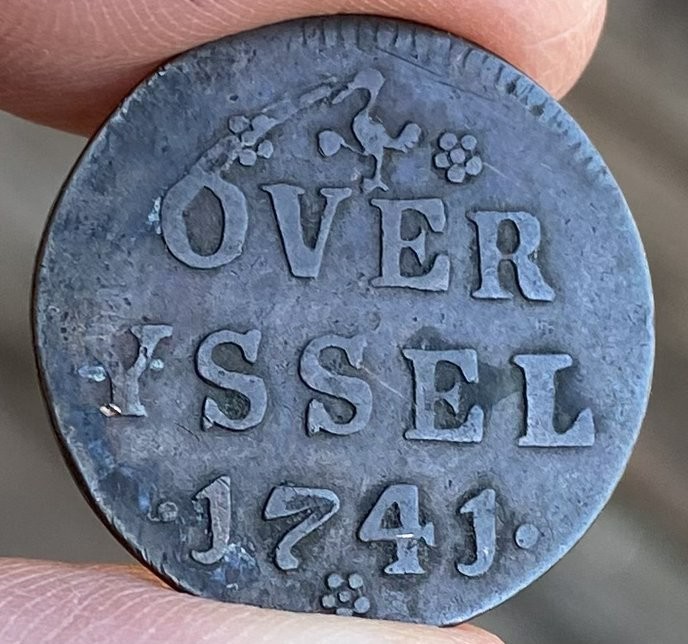 1741 DUIT VOC Netherlands Overijssel Holland Dutch VERY NICE - (HIGH GRADE) e800