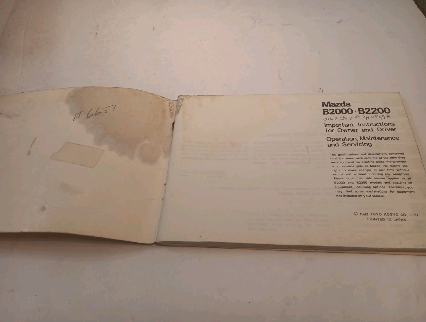 Mazda B2000 B2200 1983 Owner's Manual Paper Book Original Pickup Truck 83 OEM