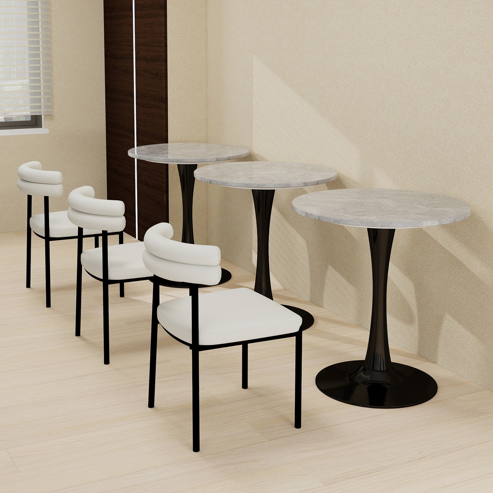 27.6-inch black coffee table, mid-century modern style dining table, accommoda
