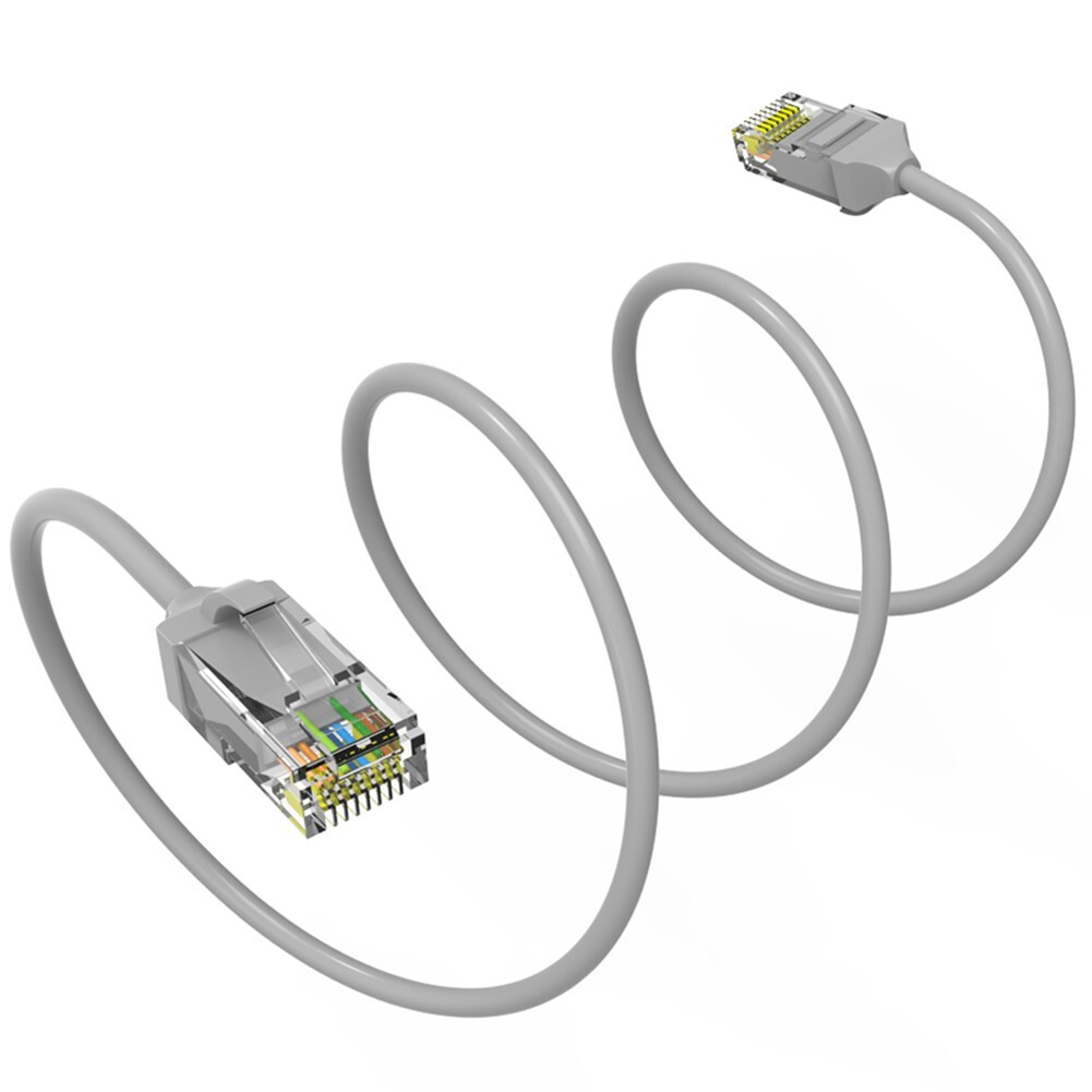 8FT CAT6 RJ45 Slim Ethernet LAN Network Patch Cable UTP Copper Wire 28AWG Gray