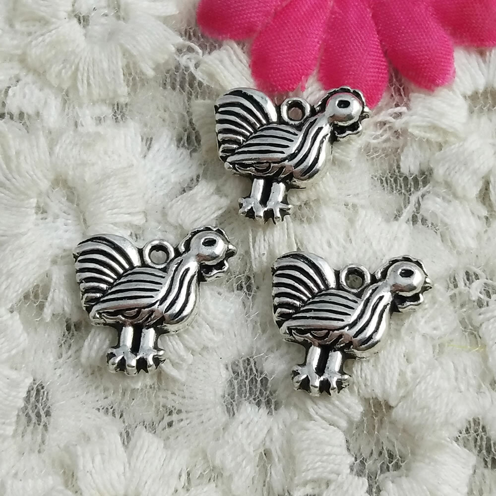 Free Ship 80 Pcs Antique Silver Chicken Charms Pendant 15X14MM H-1598