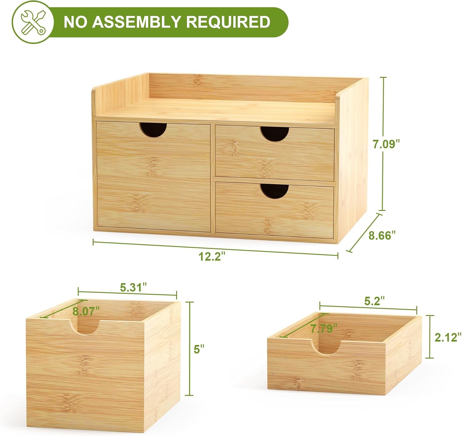 Desk Organizer with Drawers Bamboo Desktop Organizer Storage Wood Desk Drawers