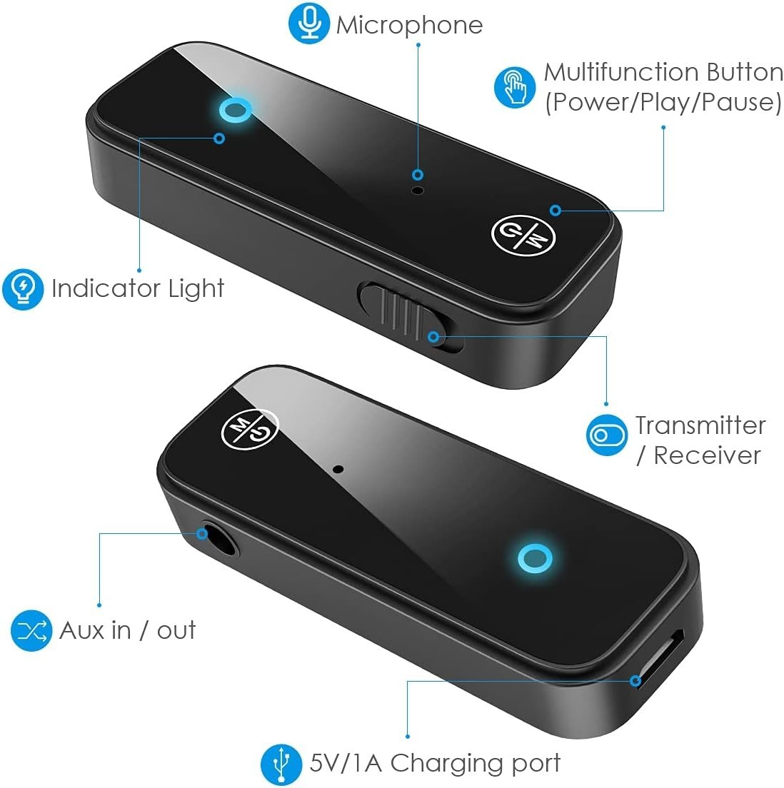 Portable Bluetooth Receiver-Transmitter for Seamless Audio Streaming on the Go