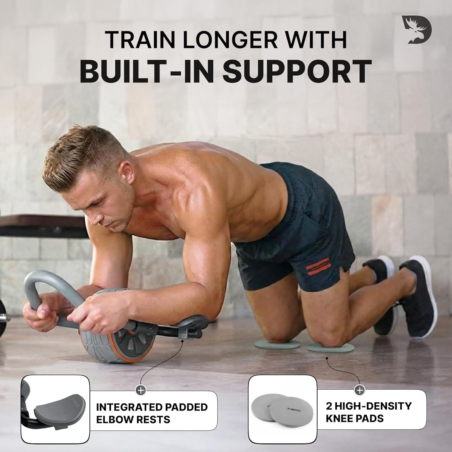 Ab Roller Wheel with Elbow Support & 2 Knee Pads - Abdominal Exercise Trainer fo