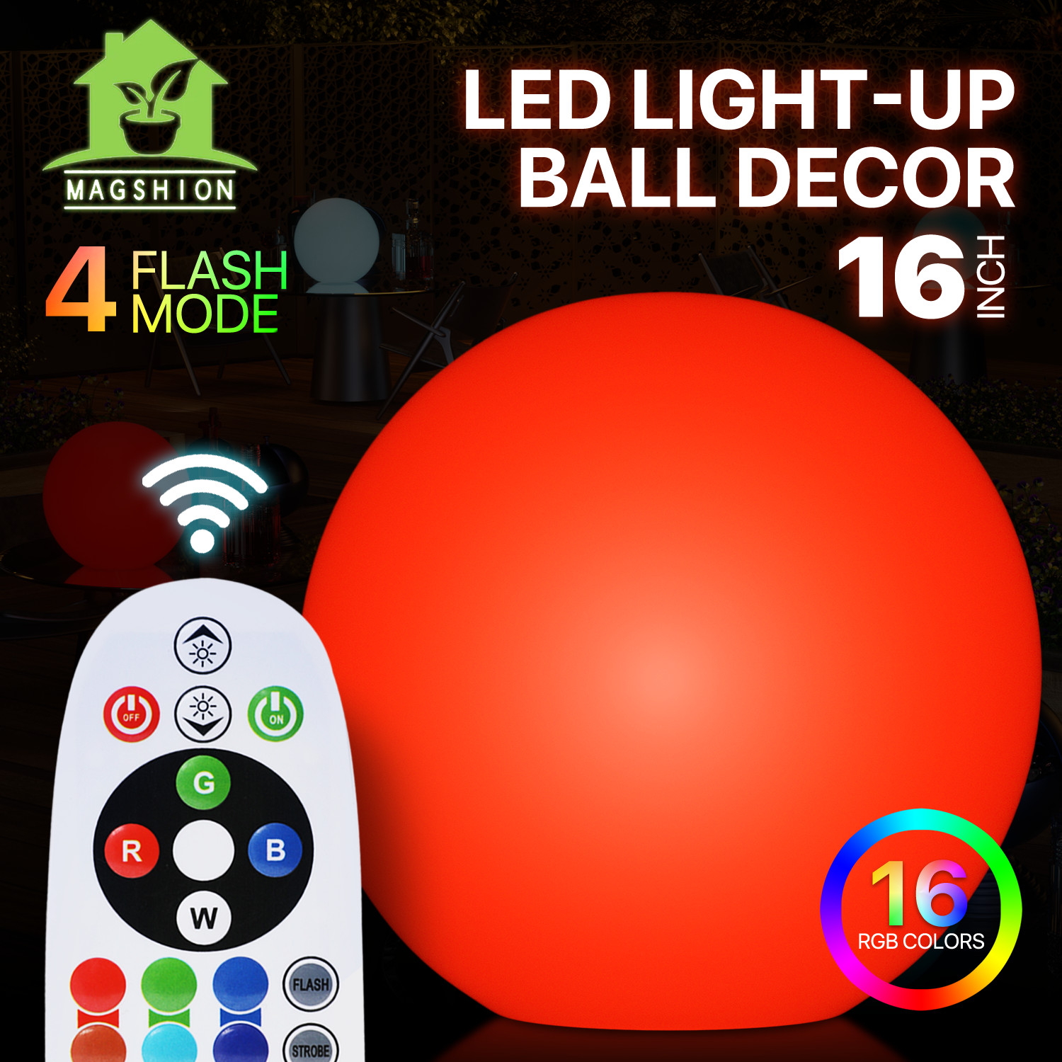 16" Changing LED Light Up Night Light Ball Decorative Lighting Home Garden Party