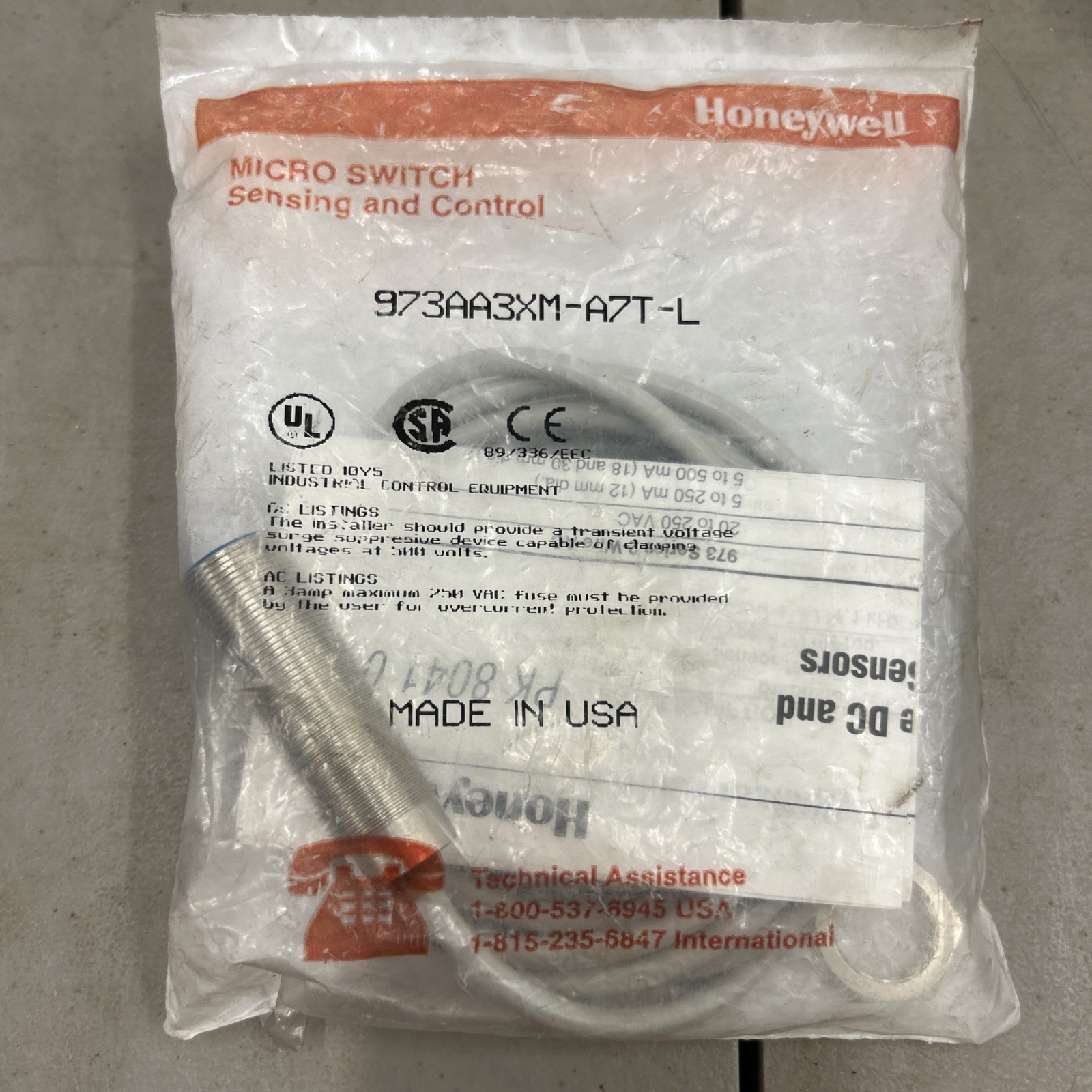 Honeywell Micro Switch Sensing And Control 973AA3X-A7T-L