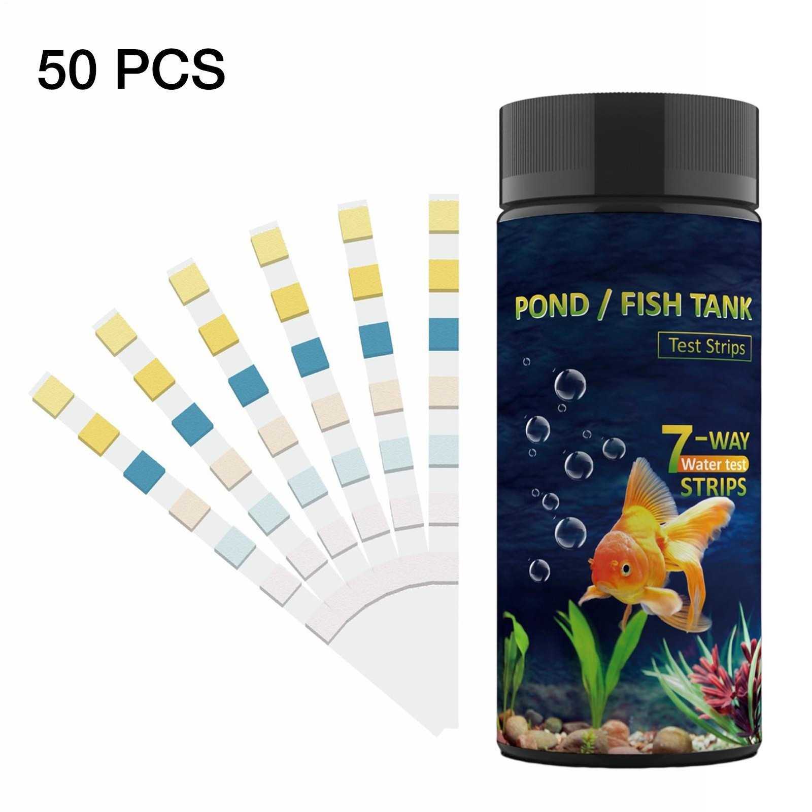 50x Pond Test Strips 7in1 Water Testing Kit for Freshwater Aquarium FishTank