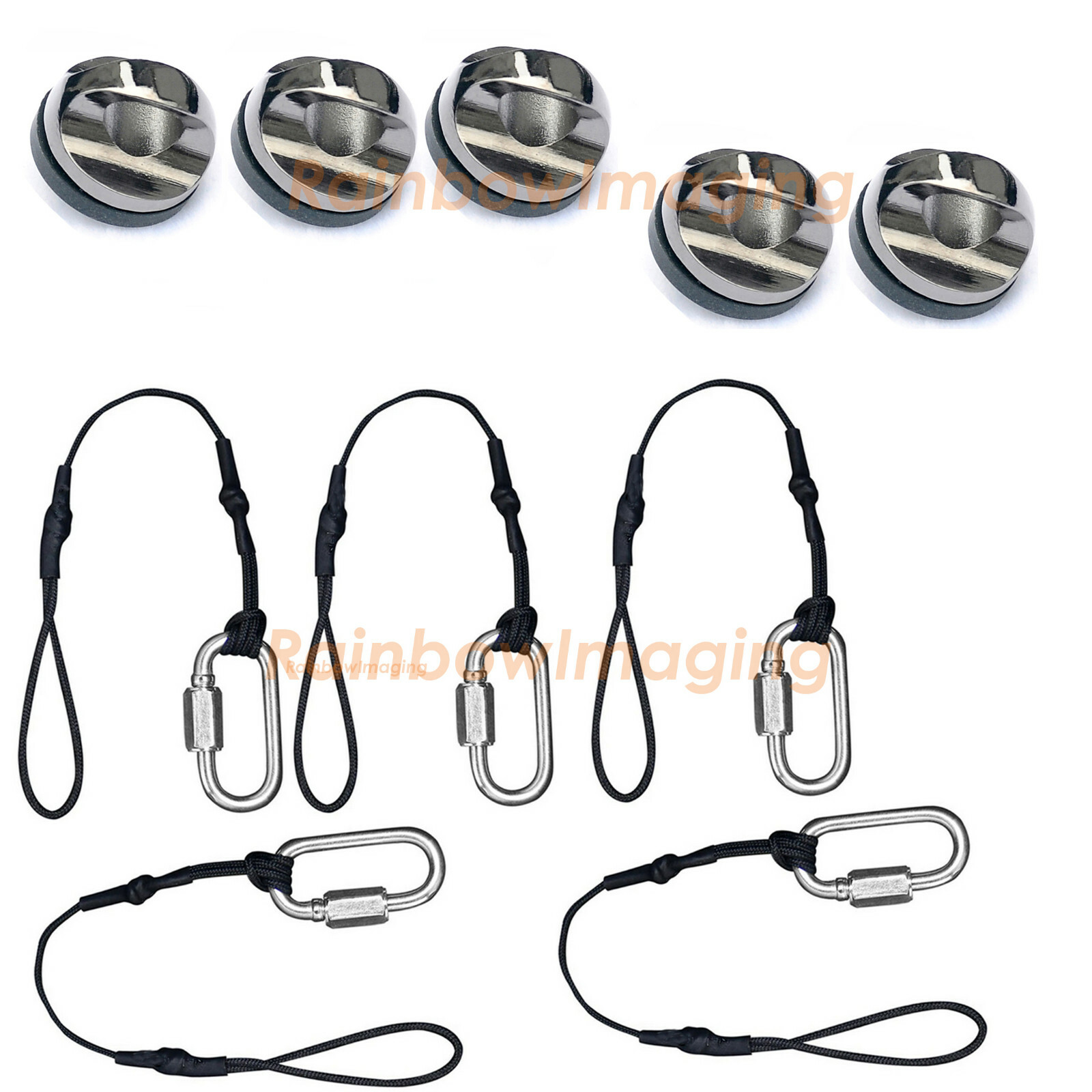 (5 Pcs) Stainless Steel Screw Mount+ Safety Tether for Quick Release Neck Strap