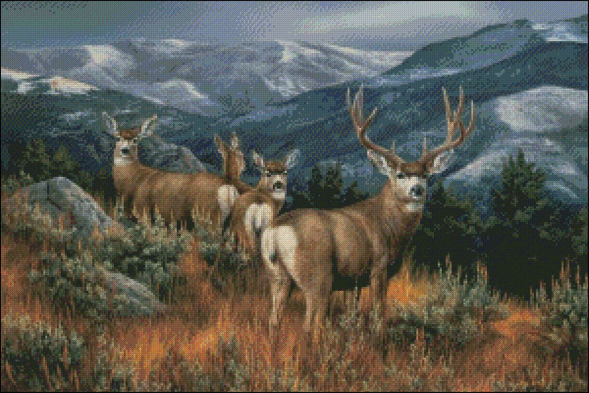 Mule Deer - DIY Chart Counted Cross Stitch Patterns Needlework Embroidery DMC