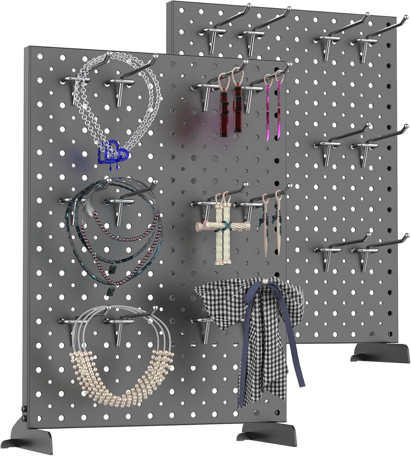 Metal Pegboard Display Stand for Craft Shows, 12x16 in, Pack of 2, Black