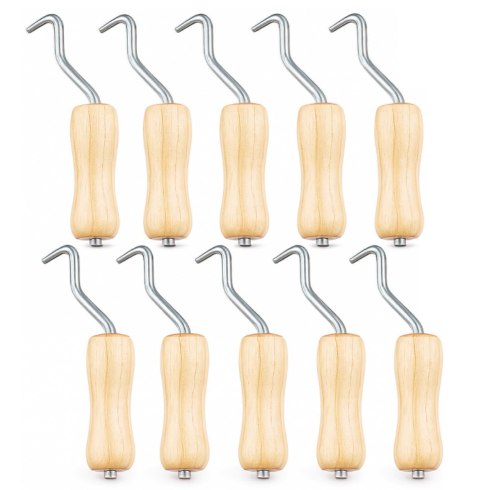 10 Pack Rebar Wire Twister, Pull Tie Twister Tool with Ergonomic Wooden Handl...