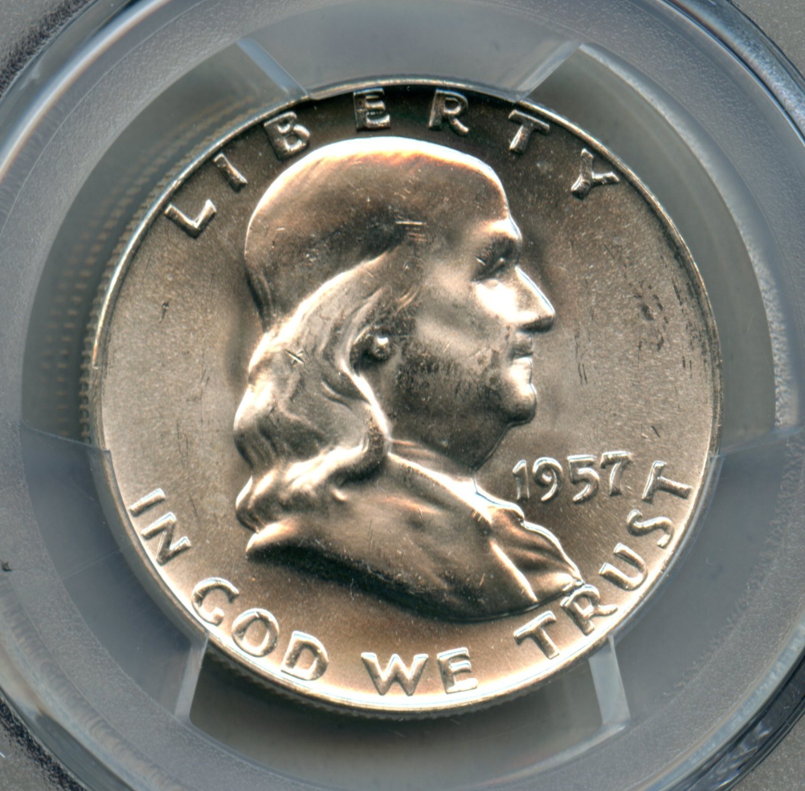 1957 D Franklin Silver Half Dollar PCGS MS 64