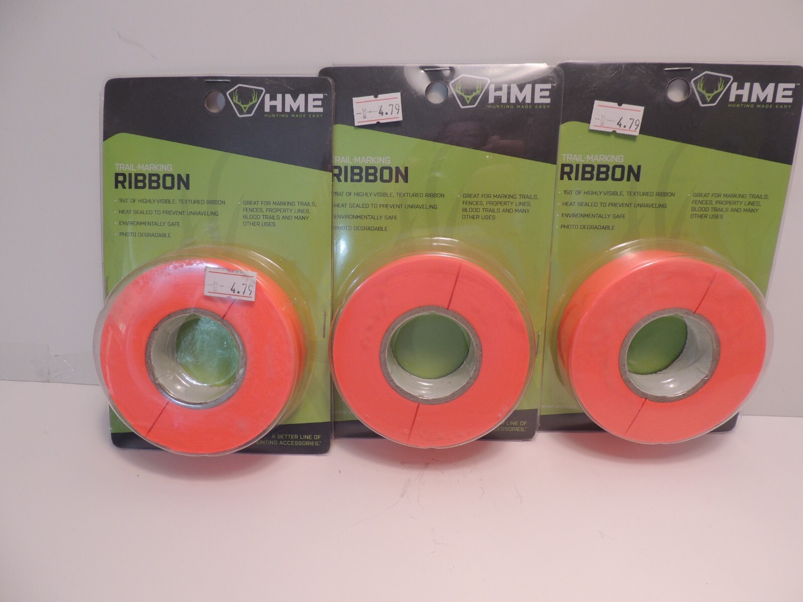 lot of 3 HME Orange Highly Visible Trail Marking Ribbon 150 foot roll NEW SEALED