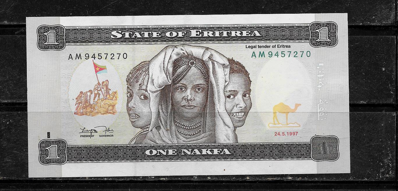 ERITREA #1 1997 UNC NAKFA BANKNOTE BILL NOTE CURRENCY PAPER MONEY
