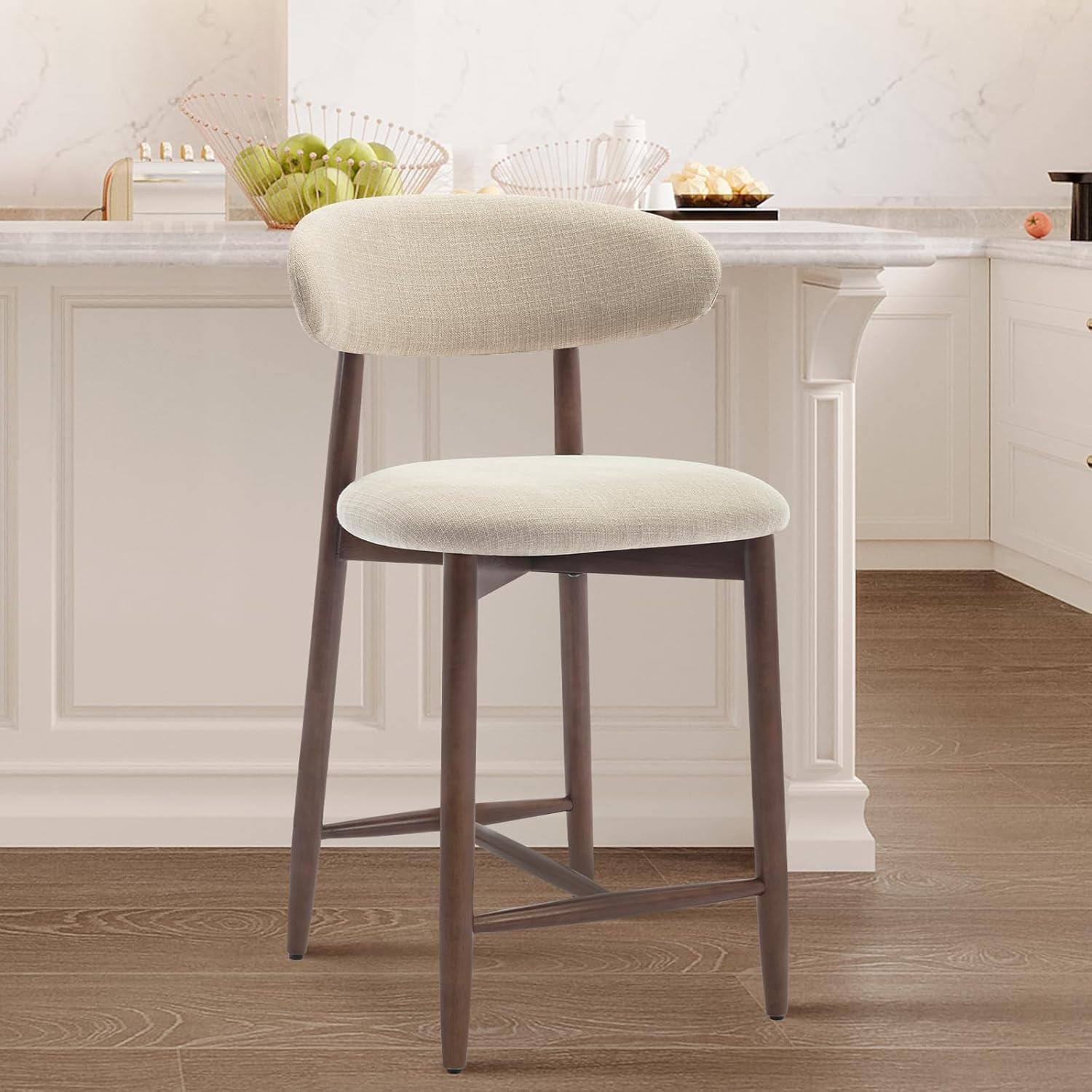 COLAMY Upholstered Counter Height Bar Stools, Kitchen Island Stools with Back, M