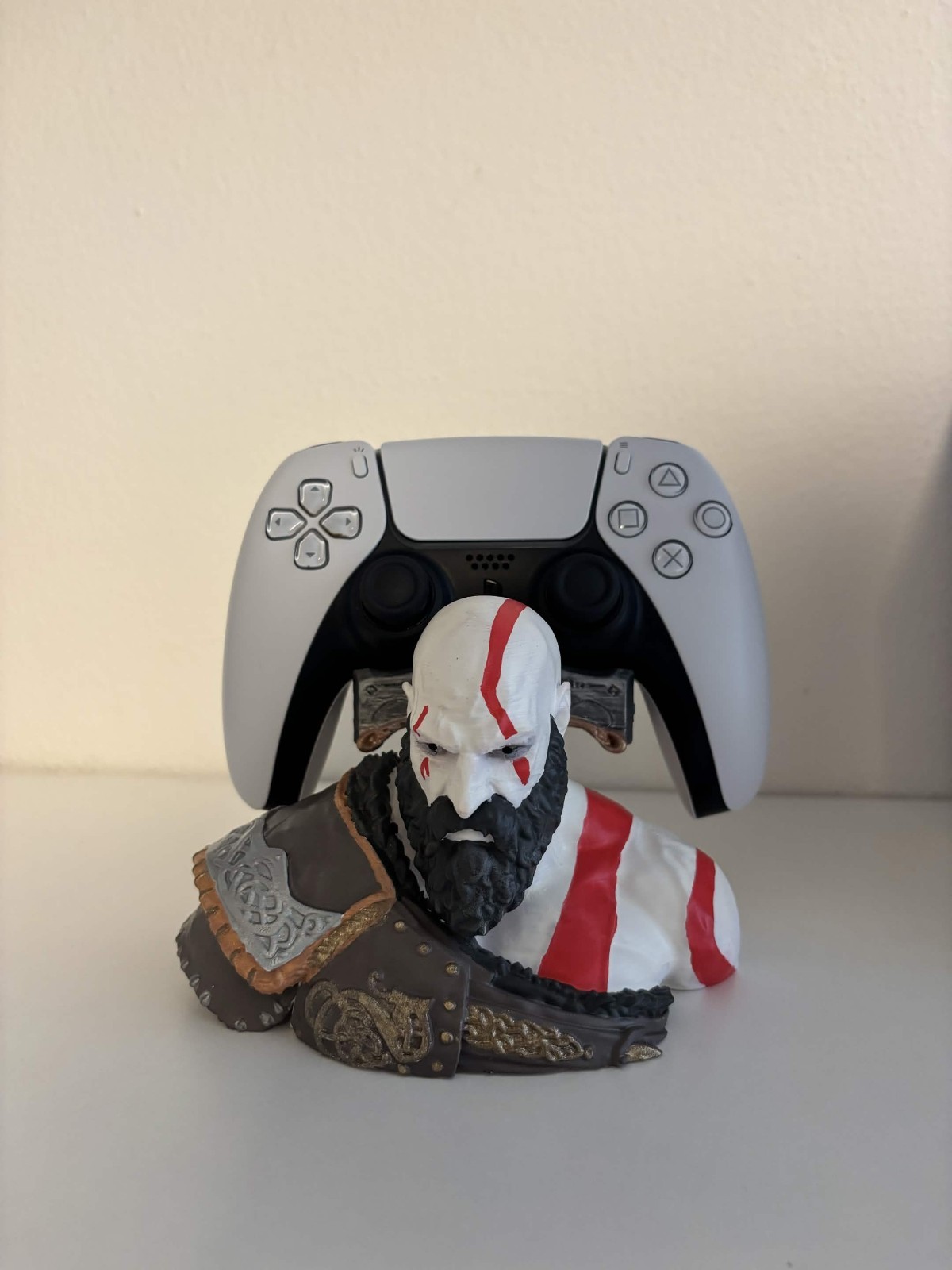 Kratos Bust PS5 Controller Stand | Hand-Painted God of War DualSense Holder