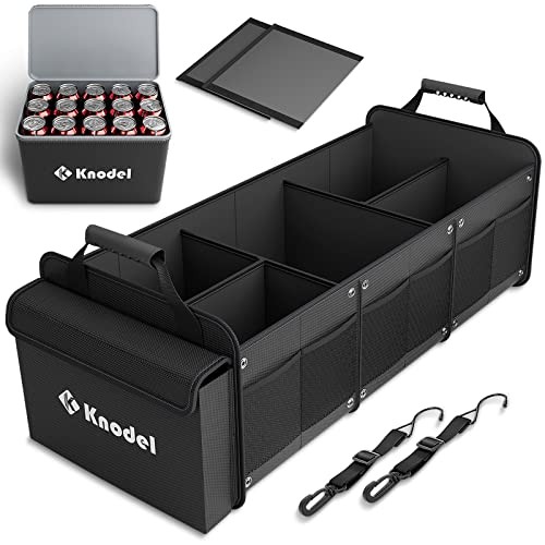 Extra Large Trunk Organizer With Cooler Bag, 3 Compartments Car Organizer,