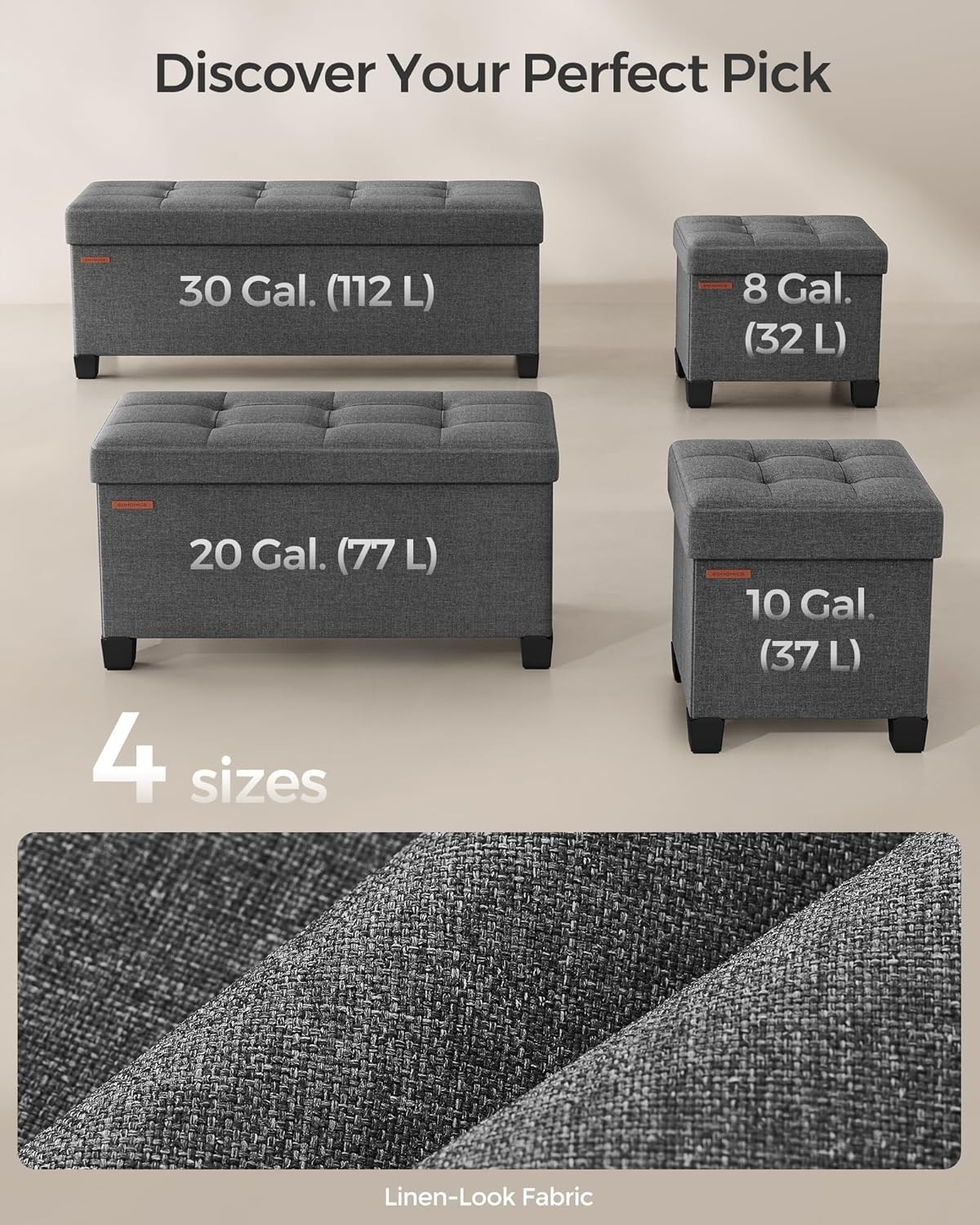 Storage Ottoman Bench Foldable Foot Rest W/ Legs 15 x 43 x 15.7 Inches End of
