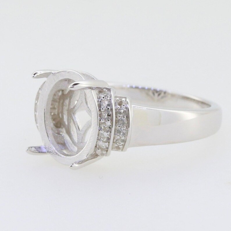 Sterling Silver Semi Mount Setting Oval 12x10mm Cabochon Stone Setting Ring