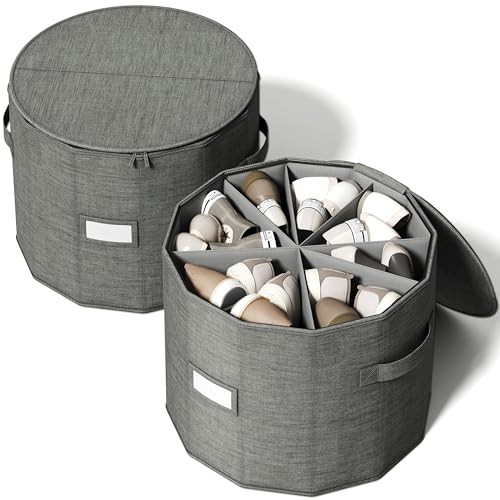 Shoe Organizer for Closet - Cylindrical Shoe Storage Gray Large - 2 Pack