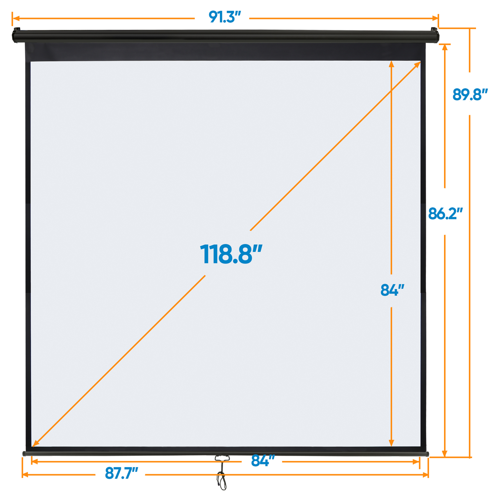 120" 1:1HD Diagonal Dimension Pull Down Projection Screen HD Movie Theater Black