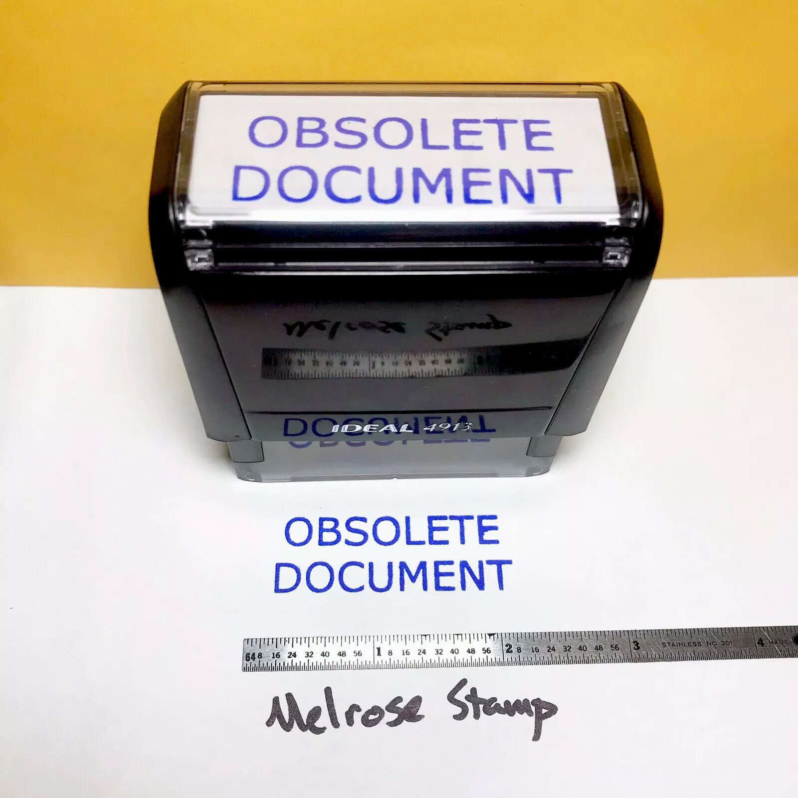 Obsolete Document Rubber Stamp Blue Ink Self Inking Ideal 4913
