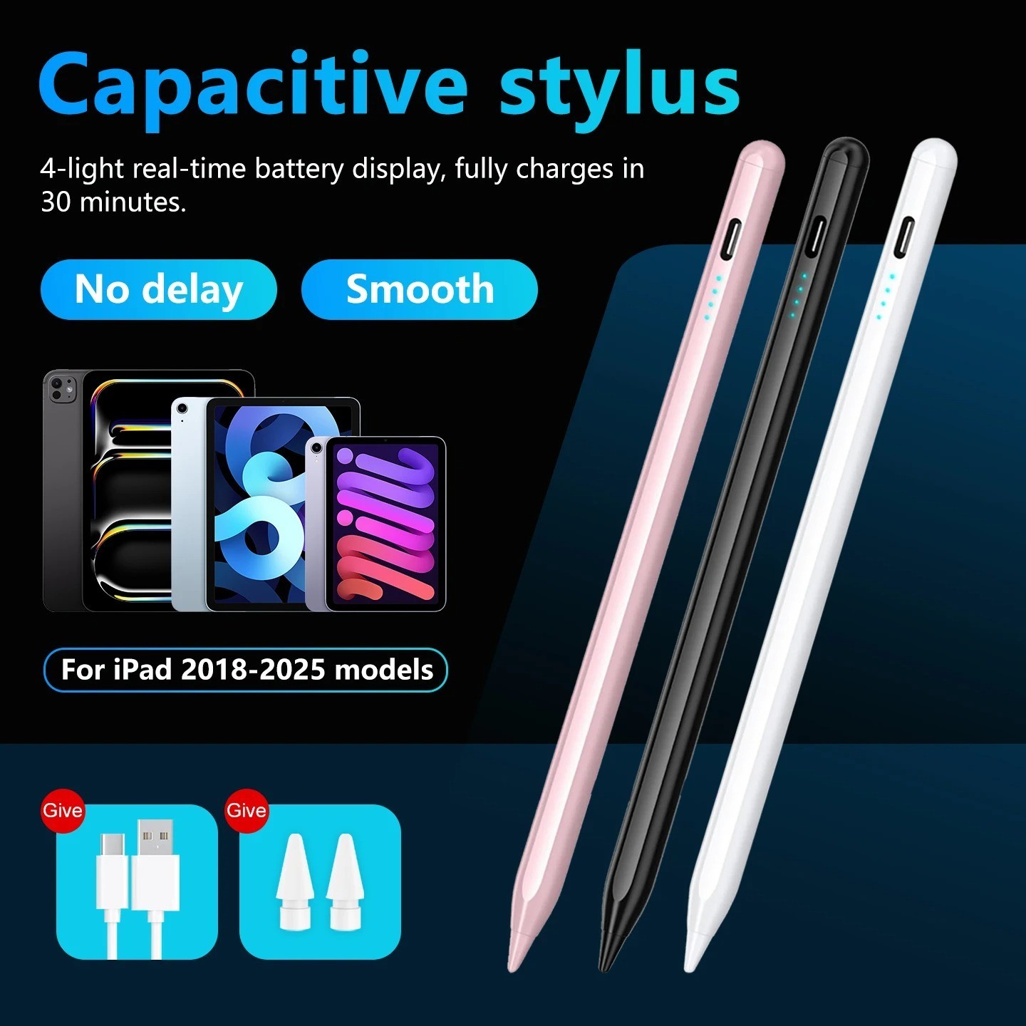 Stylus Pen for iPad 2018-2025, Apple Pencil for iPad 11th A16/10/9/8/7/6 Gen