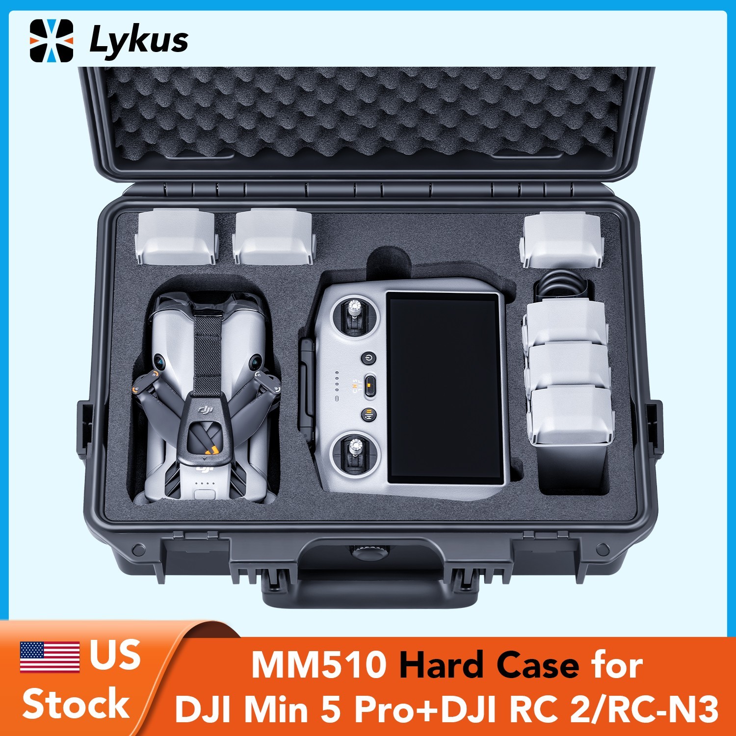 Lykus Titan MM510 Waterproof Hard Case for DJI Mini 5 Pro and RC2 [CASE ONLY]