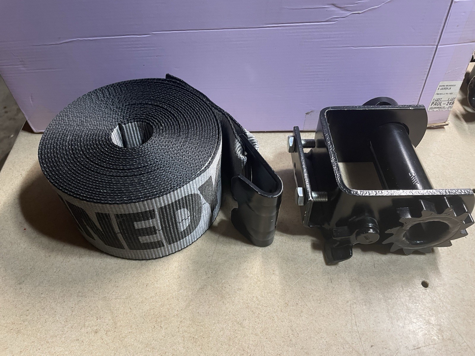 Rhino Max Kinedyne 4” Strap & Standard Bolt-On Winch 5500 Lbs Heavy Duty Cargo S