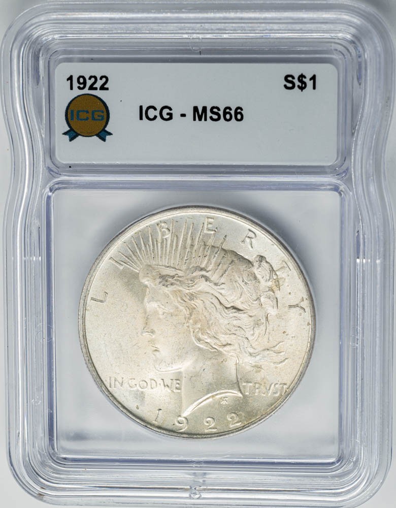 1922 Peace Silver Dollar $ MS66 ICG 951208-38