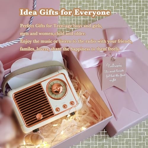 Retro Bluetooth Speaker, Wireless Mini Portable Speakers Support USB/TF Cream