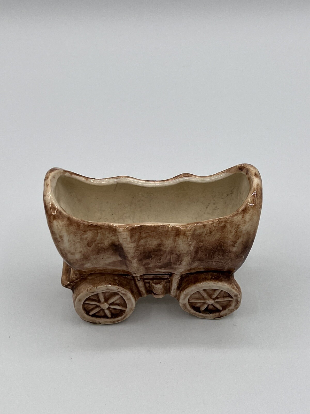 Vintage Miniature Conestoga Wagon Pottery Planter