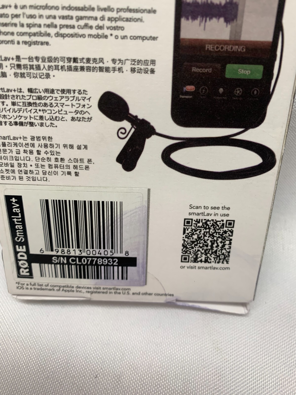 Rode Microphones SMARTLAV+ Professional Grade Lapel Microphone *New-Box Damage