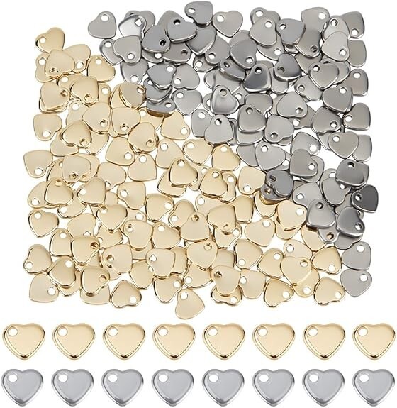 200 Metal Stamping Blanks Silver Gold 6mm Blank Charms Stainless Steel Heart