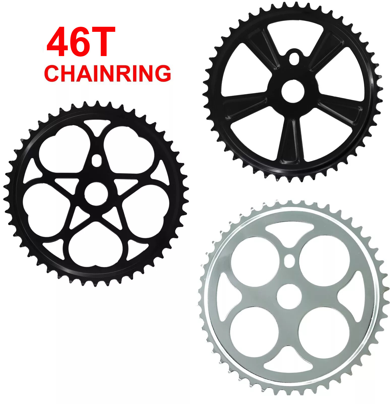 Bicycle Sprocket Chainring 46T 1/2"x1/8" Chain Wheels Single Speed Bike Black