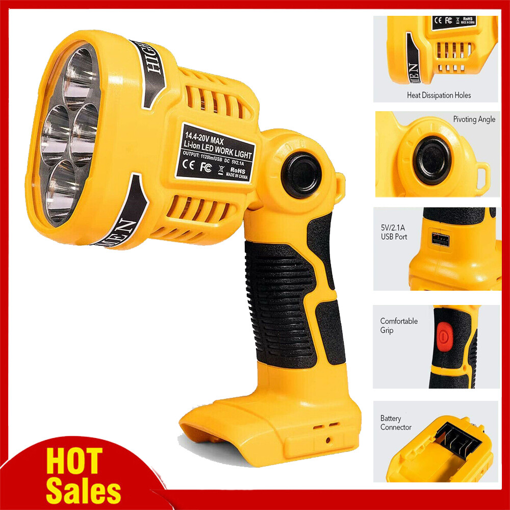 1120LM LED Work Light Flashlight 12W Spotlight For DeWalt 20V MAX Li-Ion Battery