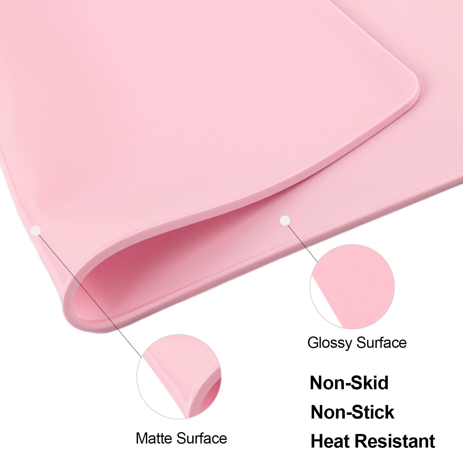 Standard Silicone Mat Pink Baking Mat-Multipurpose Kid Placemat Reusable Kitc...