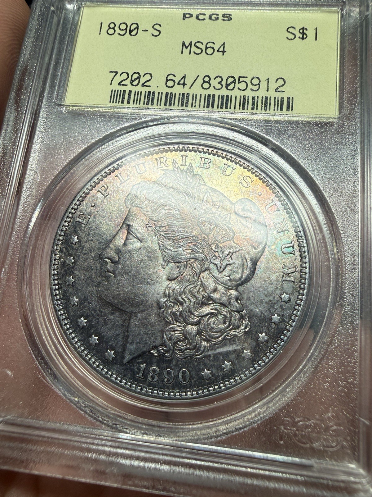 1890-S Morgan Silver Dollar $1 PCGS MS64 OGH Toner Toned Terminal Better Date