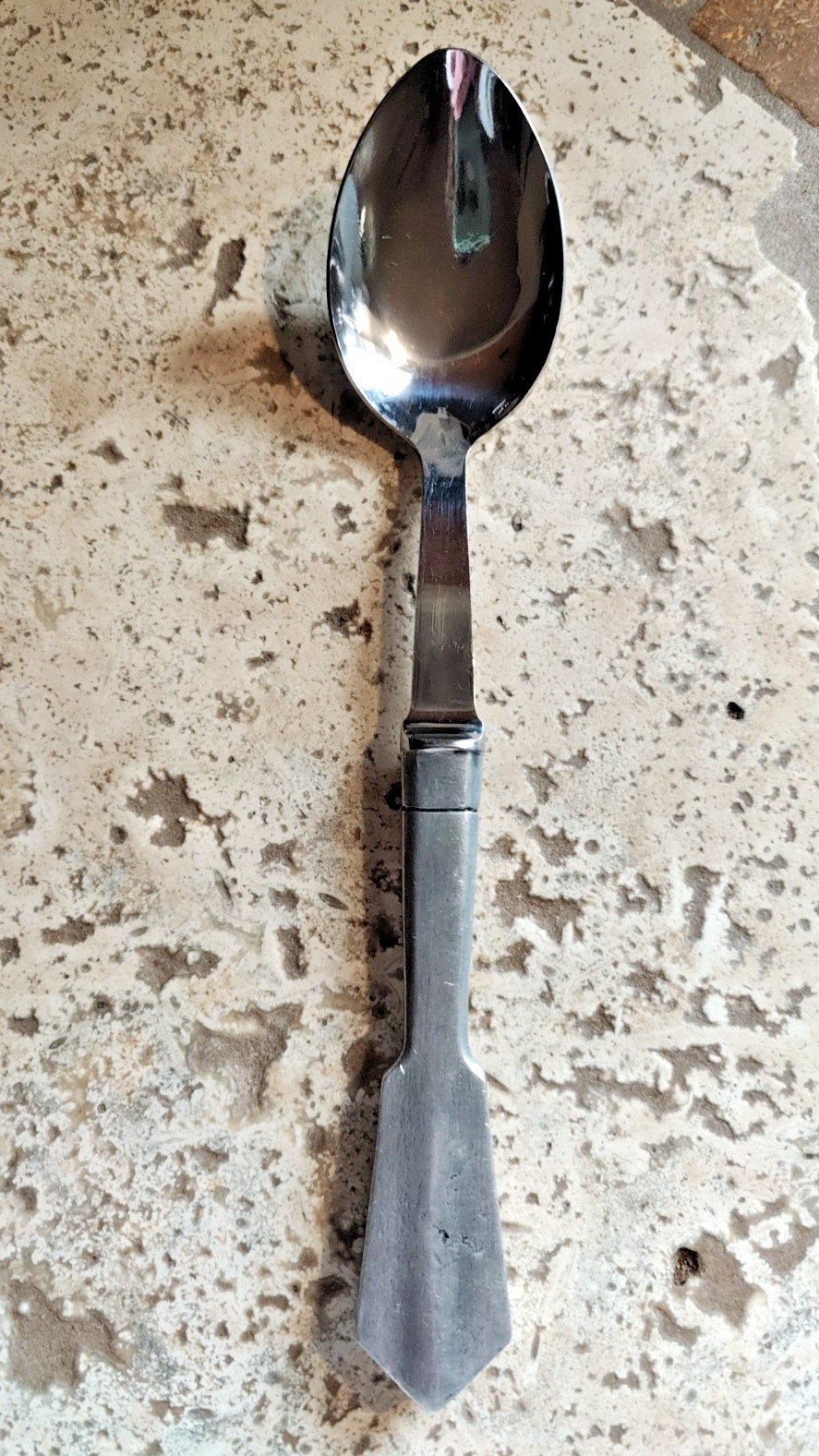 Les Etains De Paris VTG RARE Stainless 10" Serving Spoon France Pewter Handle