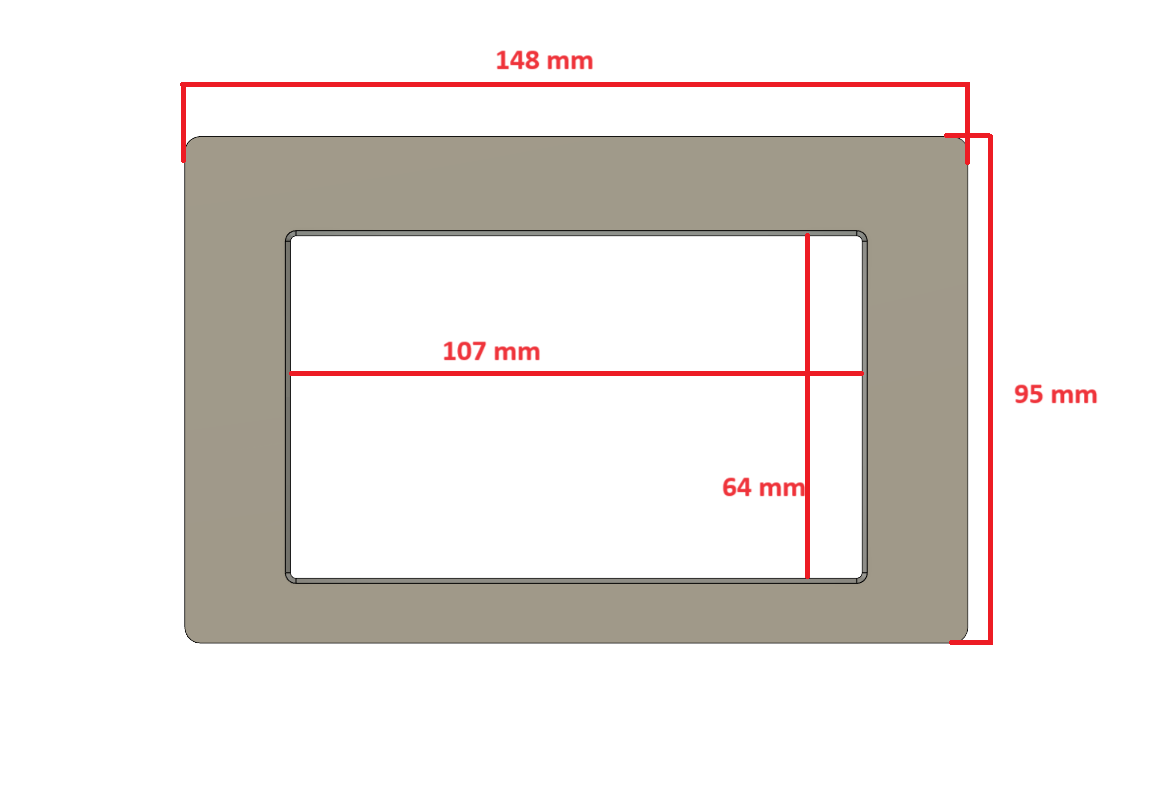 Einbaurahmen bezel frame für Nextion display LCD 5" Enhanced Yverinc Labs