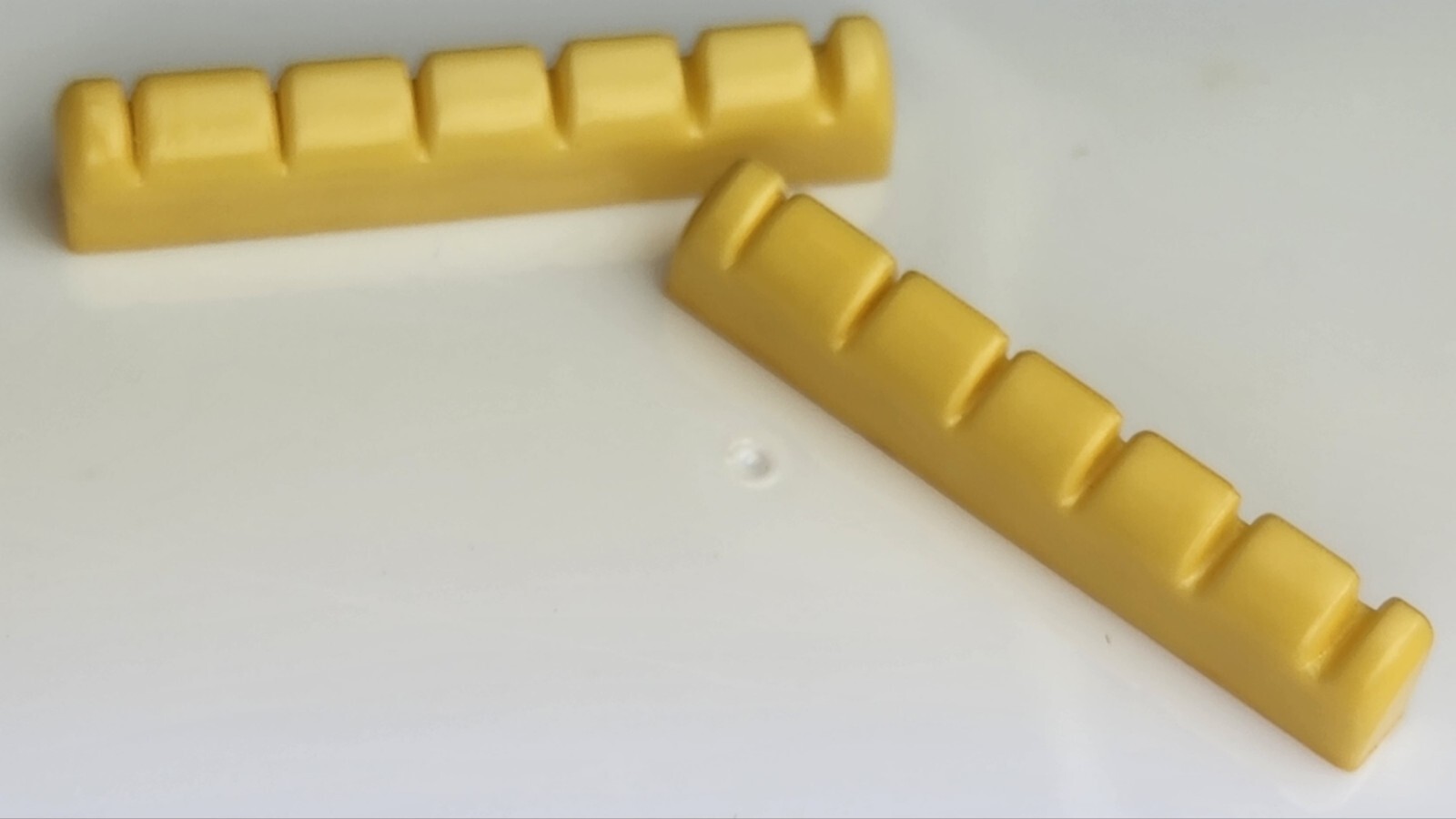 2 Vintage Yellow 45mm Slotted Guitar Nuts 5.4/7.5/36.4mm - NOS