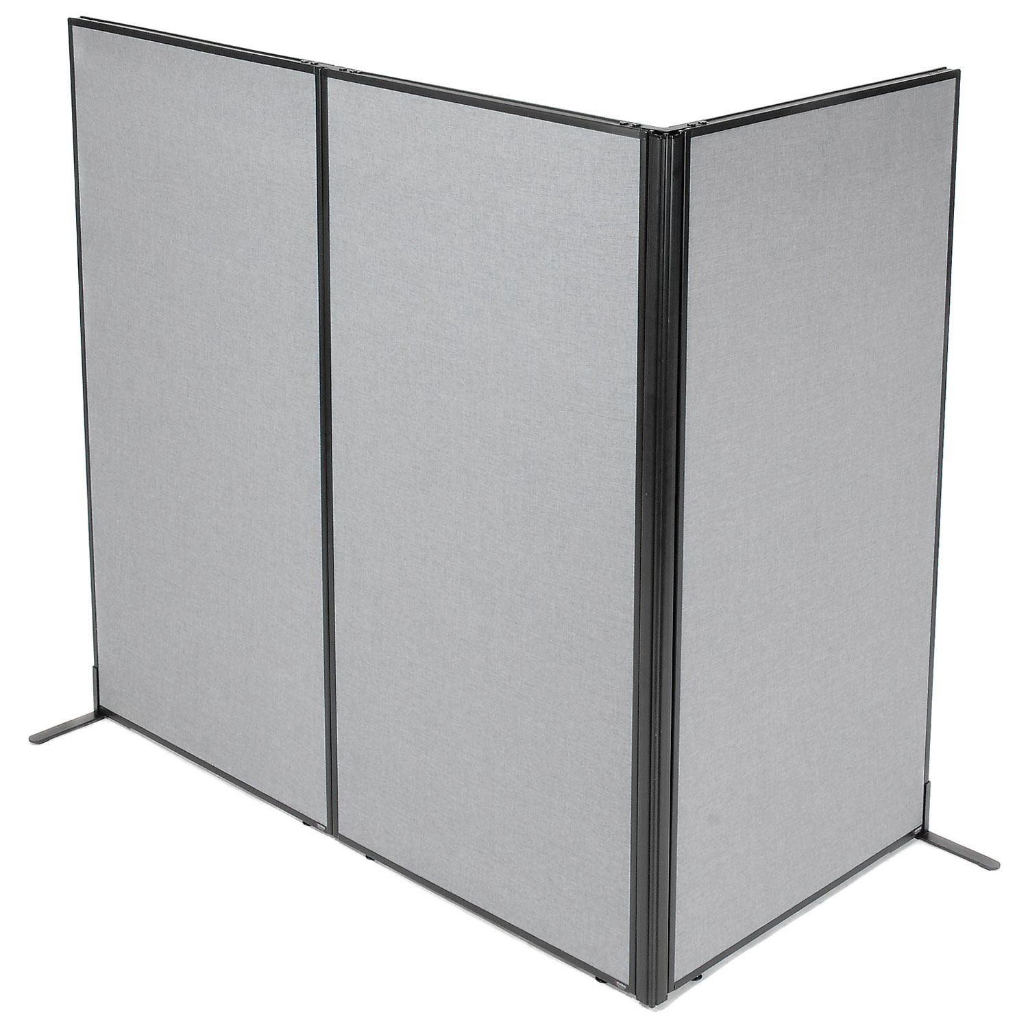 36-1/4"W x 72"H Freestanding 3-Panel Corner Room Divider Gray