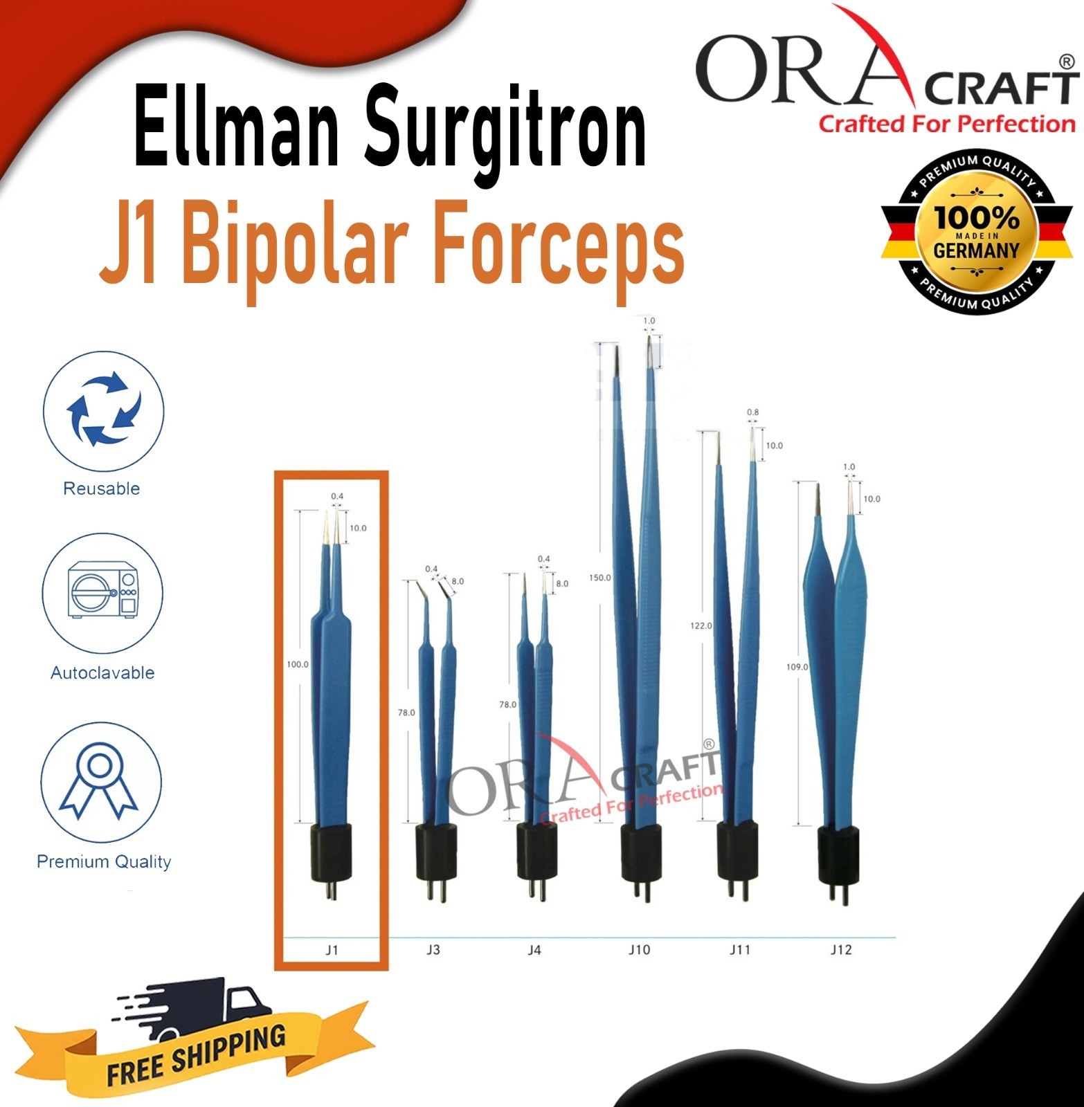 Ellman Surgitron J1 Bipolar Forceps Reusable Autoclavable CE