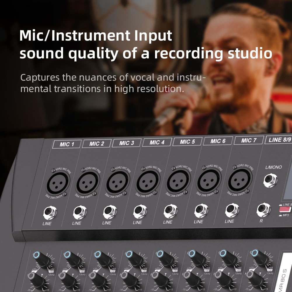 G-MARK MR80S Audio Mixer Interface USB Bluetooth Mixing Console 8 BLACK