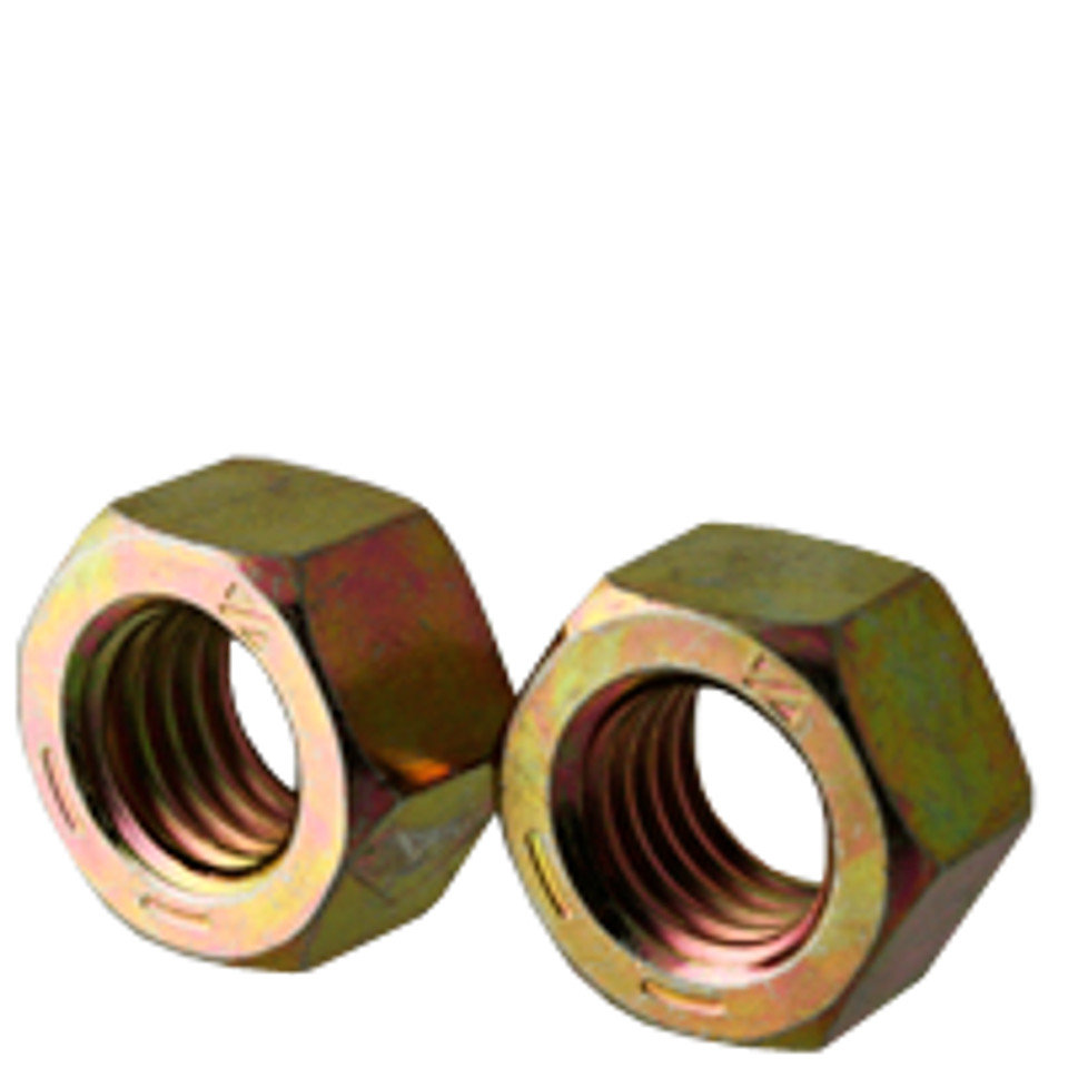 1"-14 Finished Hex Nuts Grade 8 Fine (UNS) Medium Carbon, Yellow Zinc (5 pack)